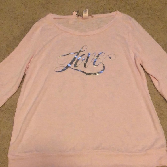 T-shirt Victoria's Secret PINK – Mind If I Crash Here – Gris Taille S